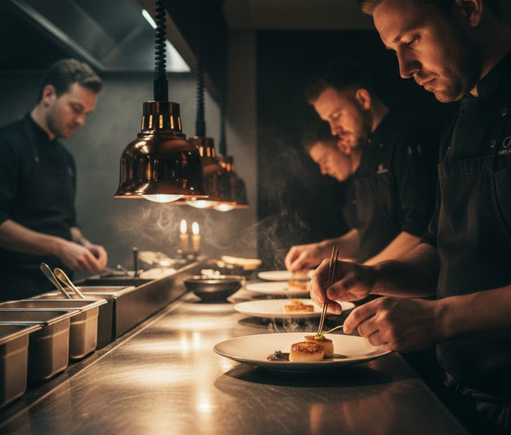 Elegant tallrikskomposition med nordiska råvaror